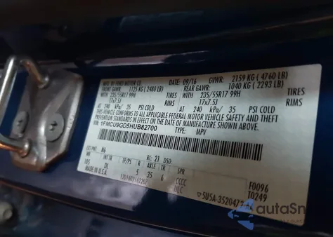 2017 Ford Escape Se z USA, uszkodzony, nr VIN 1FMCU9GD5HUB82700